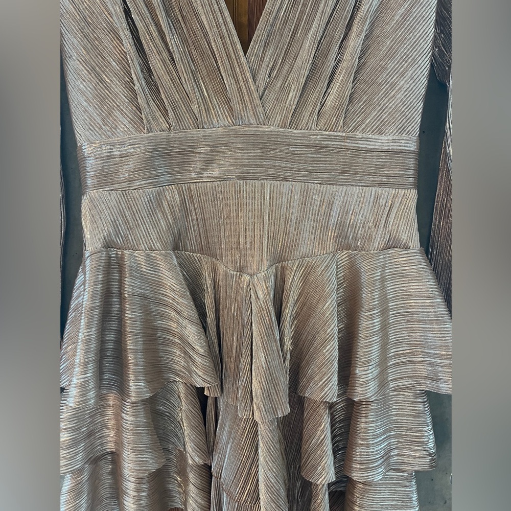 REVOLVE Wolf & Badger BLUZAT Metallic Ruffled Mini Dress (Medium) - Picture 4 of 5